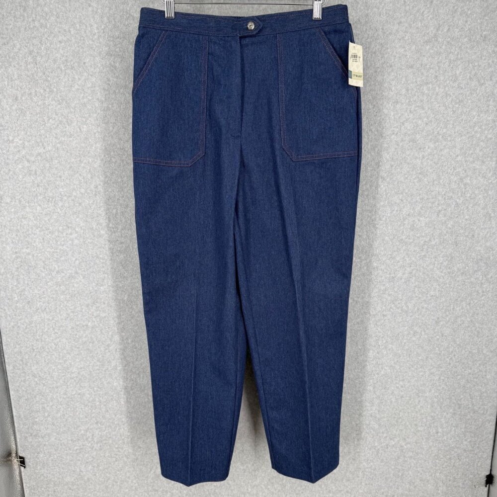 Koret City Blues Womens VTG Demin Trouser Pant Size 12 Petite Stretch Pleat NEW